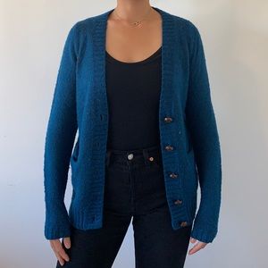 Forever 21 // blue sweater cardigan with pockets